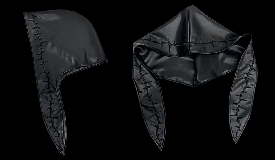 BLACK ROSE FAKE LEATHER DURAG of AMNJX